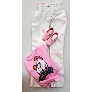 Barbie Despicable Me Unicorn Tee I Love Fluffy Top White Jeans Pink Sneakers